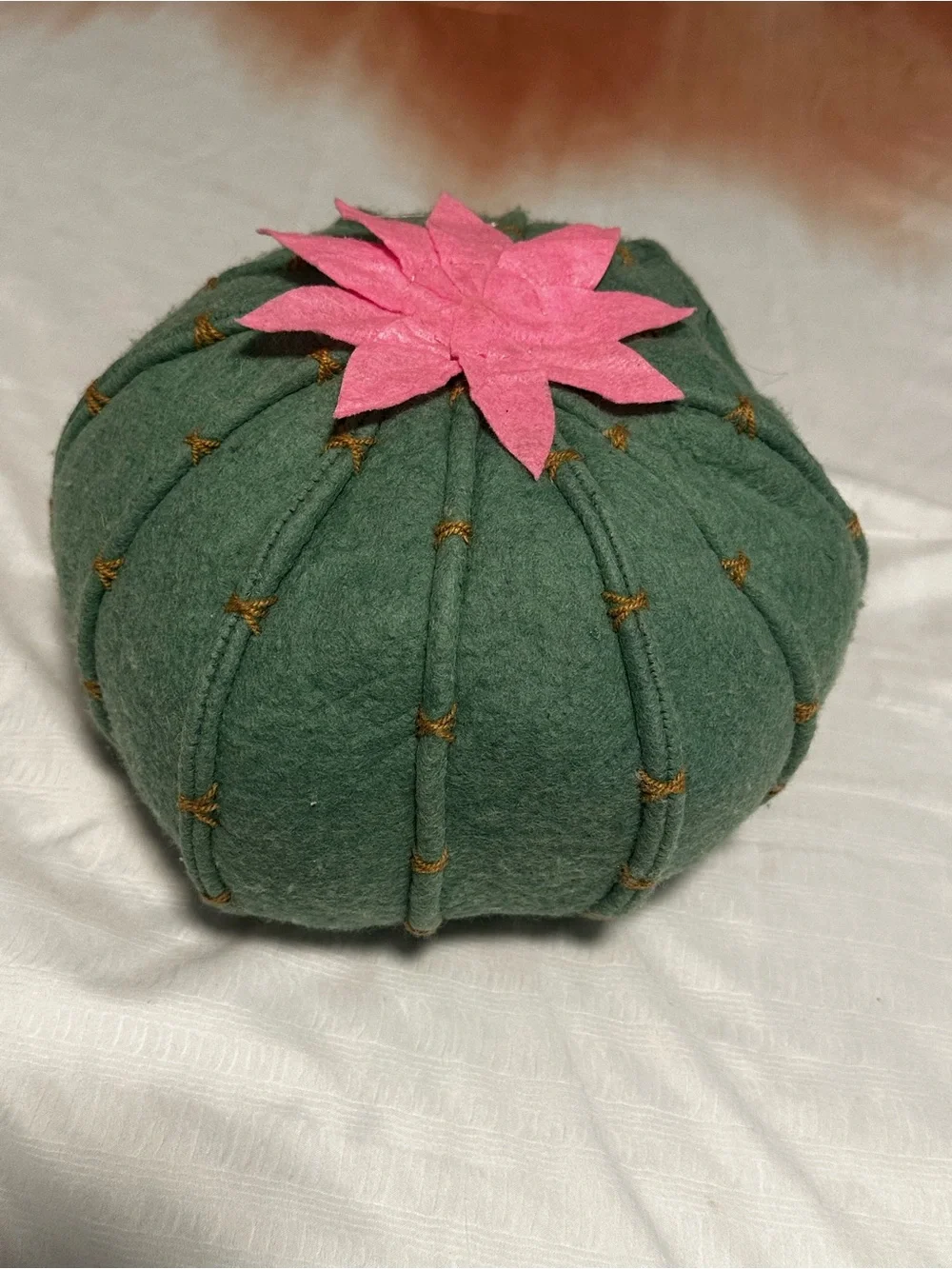 Felt Green Cactus Pillow w/Felt Flower